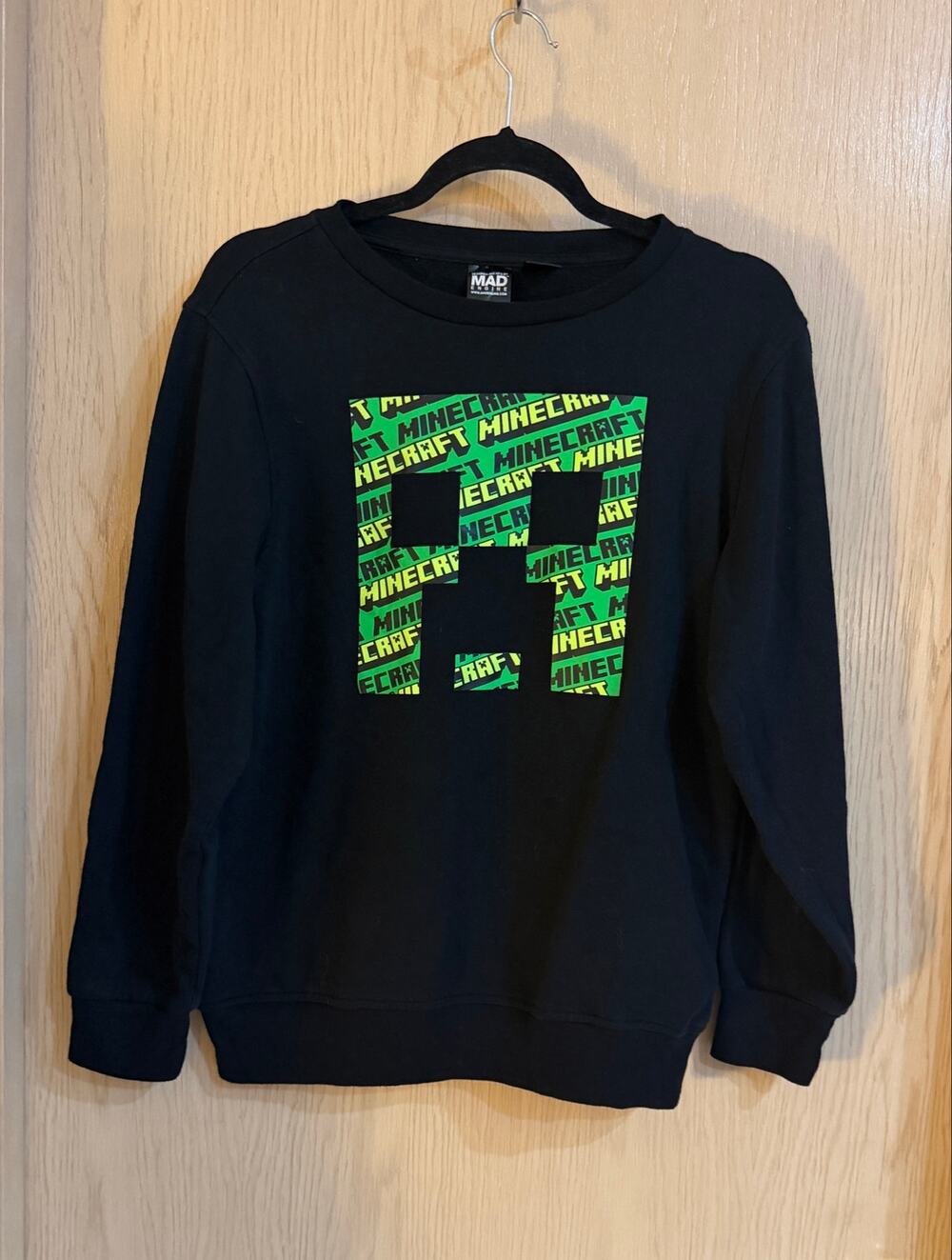 Minecraft Creeper Mad Engine Black Sweatshirt Youth XL